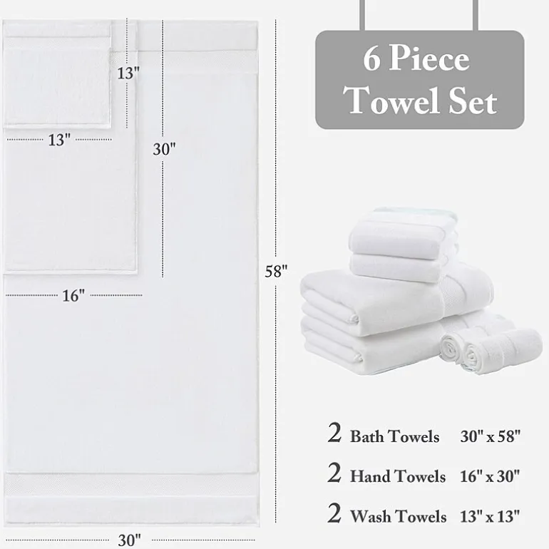 Madison Park Signature Turkish Oversized Cotton Solid 6-pc. Solid Bath Towel Set