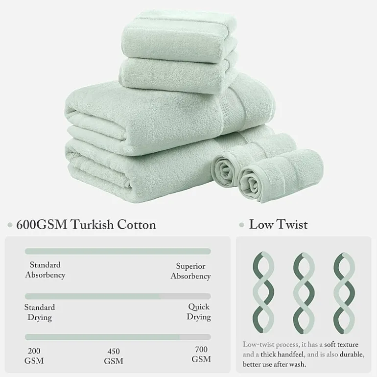 Madison Park Signature Turkish Oversized Cotton Solid 6-pc. Solid Bath Towel Set