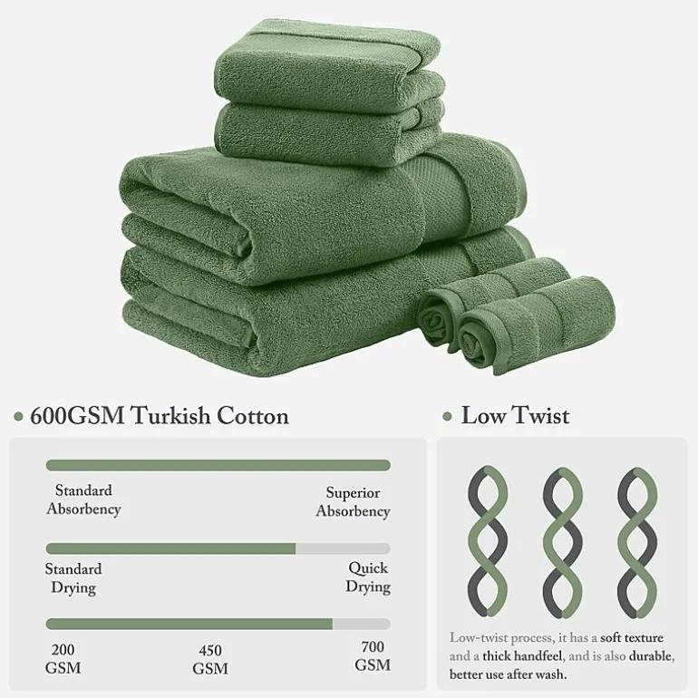 Madison Park Signature Turkish Oversized Cotton Solid 6-pc. Solid Bath Towel Set