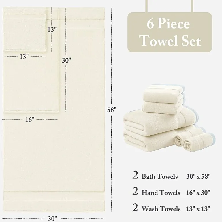 Madison Park Signature Turkish Oversized Cotton Solid 6-pc. Solid Bath Towel Set
