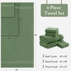 Madison Park Signature Turkish Oversized Cotton Solid 6-pc. Solid Bath Towel Set