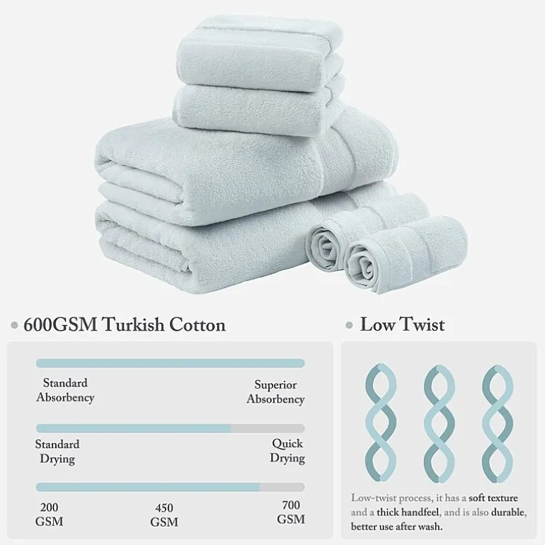 Madison Park Signature Turkish Oversized Cotton Solid 6-pc. Solid Bath Towel Set