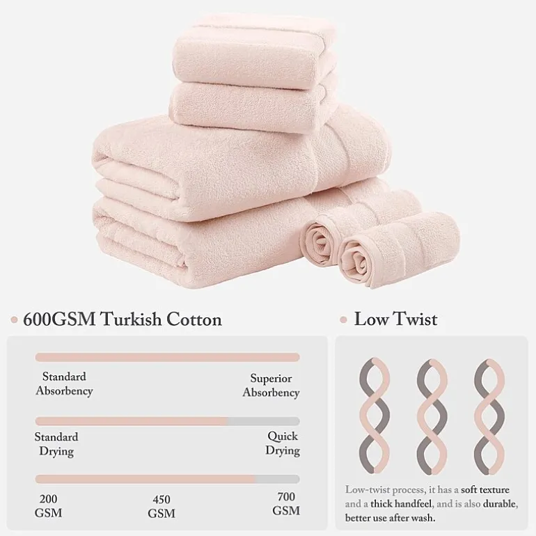 Madison Park Signature Turkish Oversized Cotton Solid 6-pc. Solid Bath Towel Set