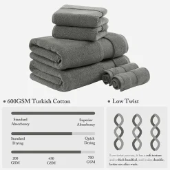 Madison Park Signature Turkish Oversized Cotton Solid 6-pc. Solid Bath Towel Set