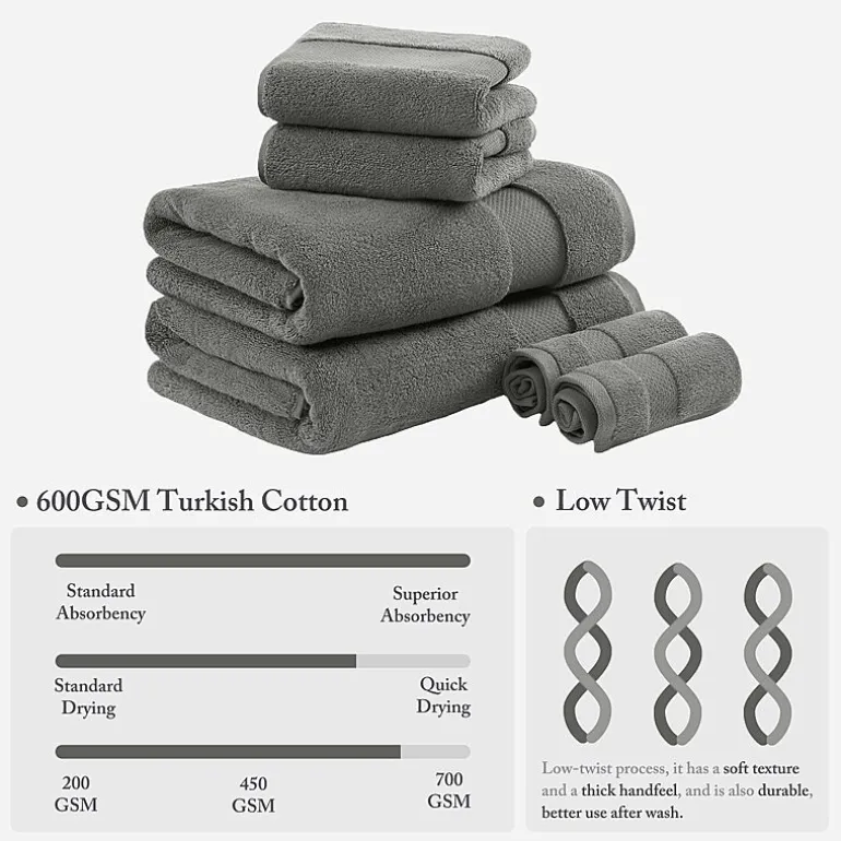 Madison Park Signature Turkish Oversized Cotton Solid 6-pc. Solid Bath Towel Set
