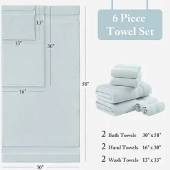 Madison Park Signature Turkish Oversized Cotton Solid 6-pc. Solid Bath Towel Set