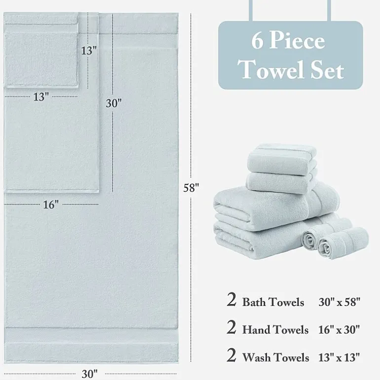 Madison Park Signature Turkish Oversized Cotton Solid 6-pc. Solid Bath Towel Set
