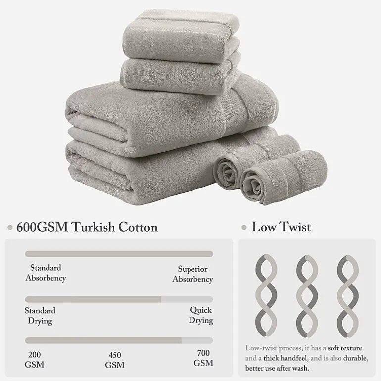 Madison Park Signature Turkish Oversized Cotton Solid 6-pc. Solid Bath Towel Set