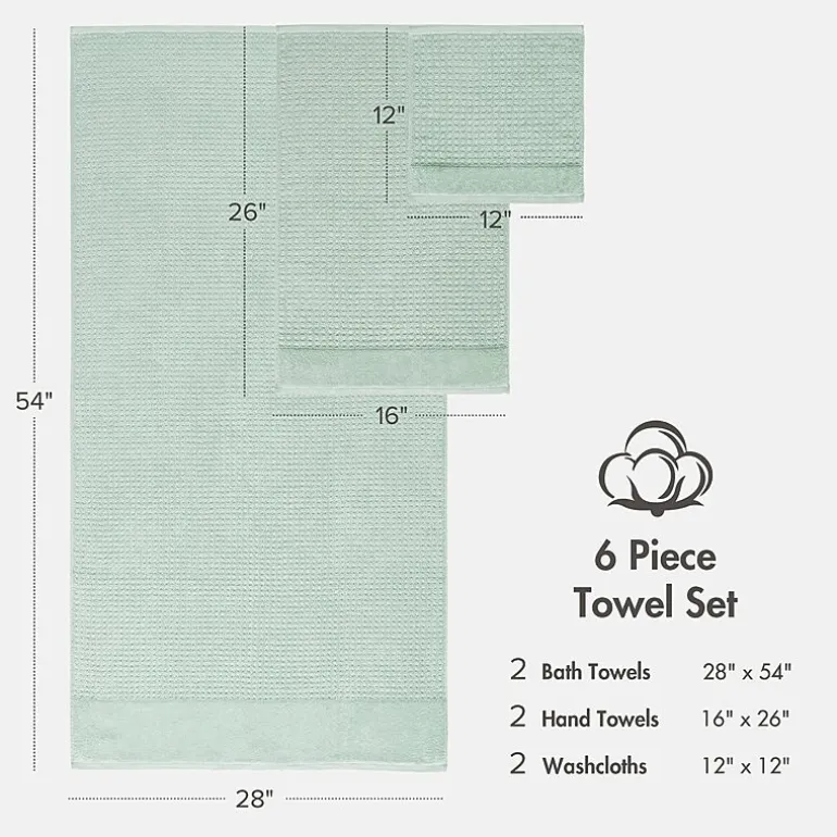 Madison Park Spa Waffle 6-pc. Quick Dry Bath Towel Set