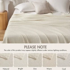 Madison Park Waffle Weave Cotton Lightweight Blanket