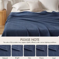 Madison Park Waffle Weave Cotton Lightweight Blanket