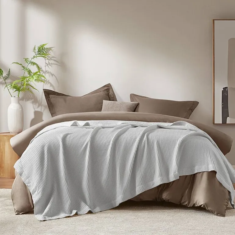 Madison Park Waffle Weave Cotton Lightweight Blanket