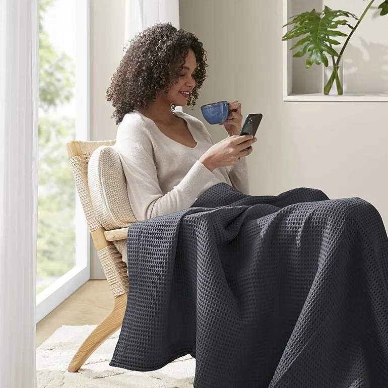 Madison Park Waffle Weave Cotton Lightweight Blanket