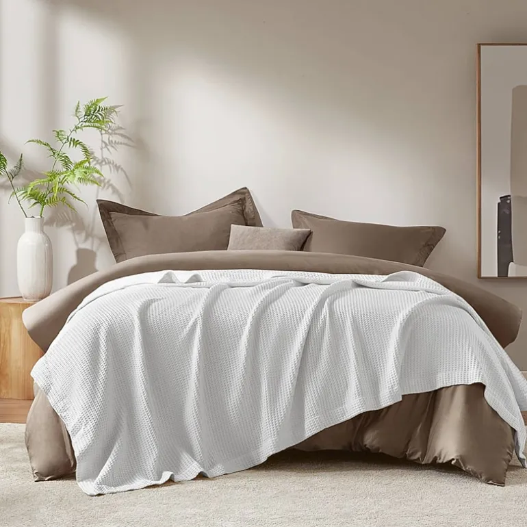 Madison Park Waffle Weave Cotton Lightweight Blanket
