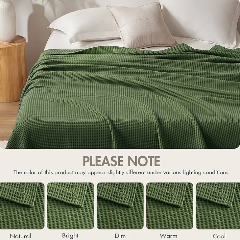 Madison Park Waffle Weave Cotton Lightweight Blanket
