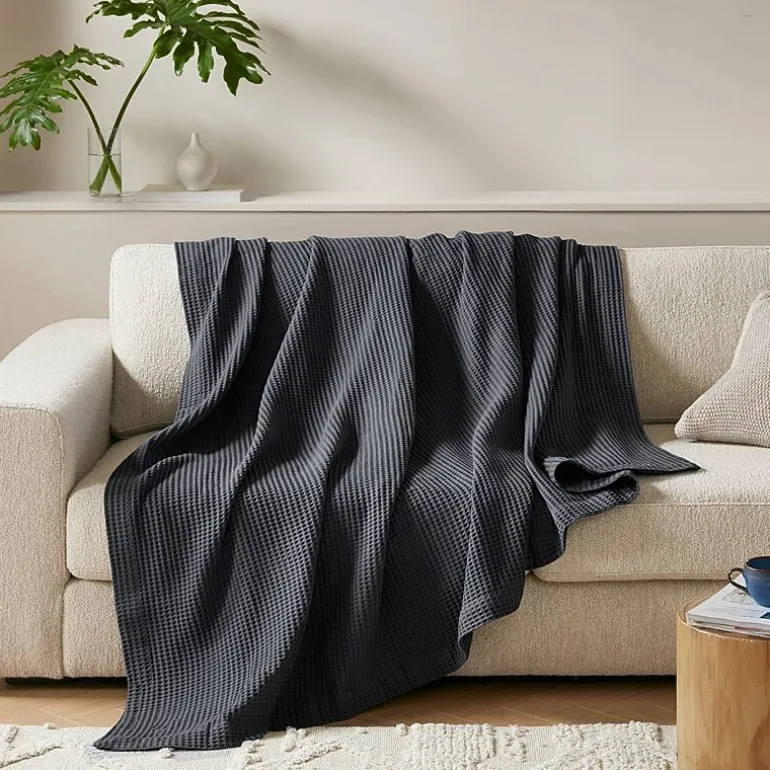 Madison Park Waffle Weave Cotton Lightweight Blanket