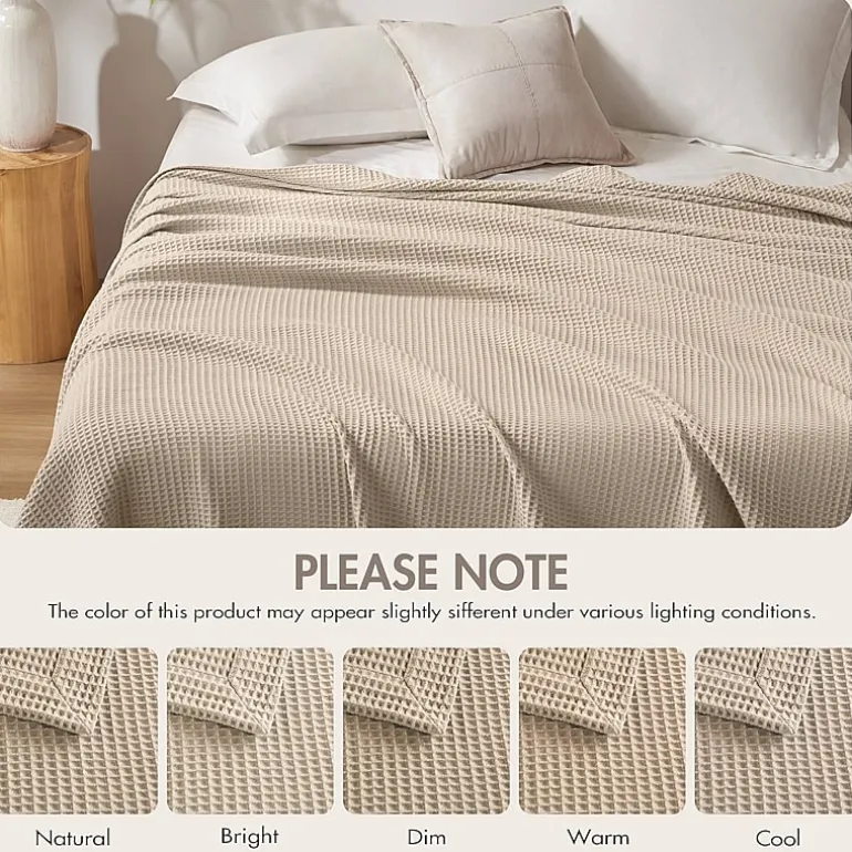 Madison Park Waffle Weave Cotton Lightweight Blanket