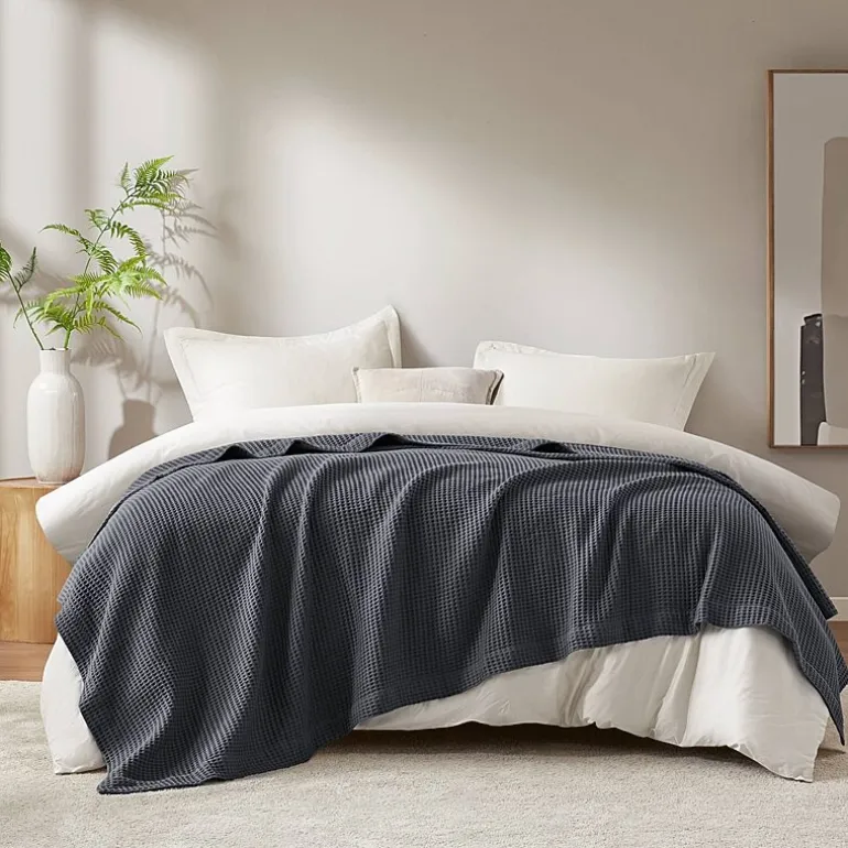 Madison Park Waffle Weave Cotton Lightweight Blanket
