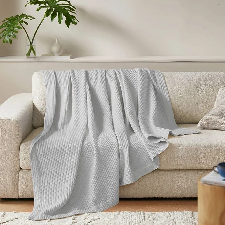 Madison Park Waffle Weave Cotton Lightweight Blanket