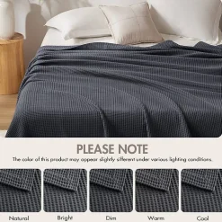 Madison Park Waffle Weave Cotton Lightweight Blanket
