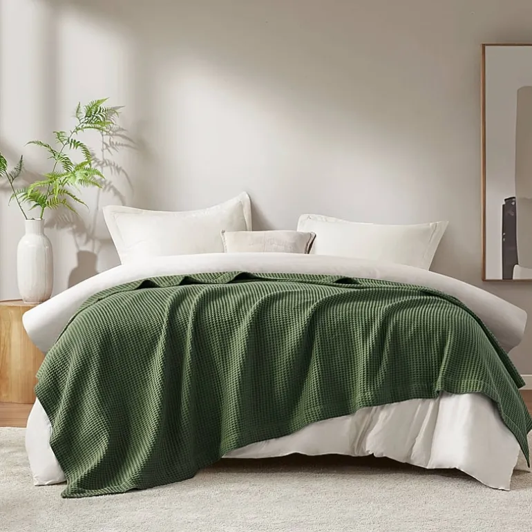 Madison Park Waffle Weave Cotton Lightweight Blanket