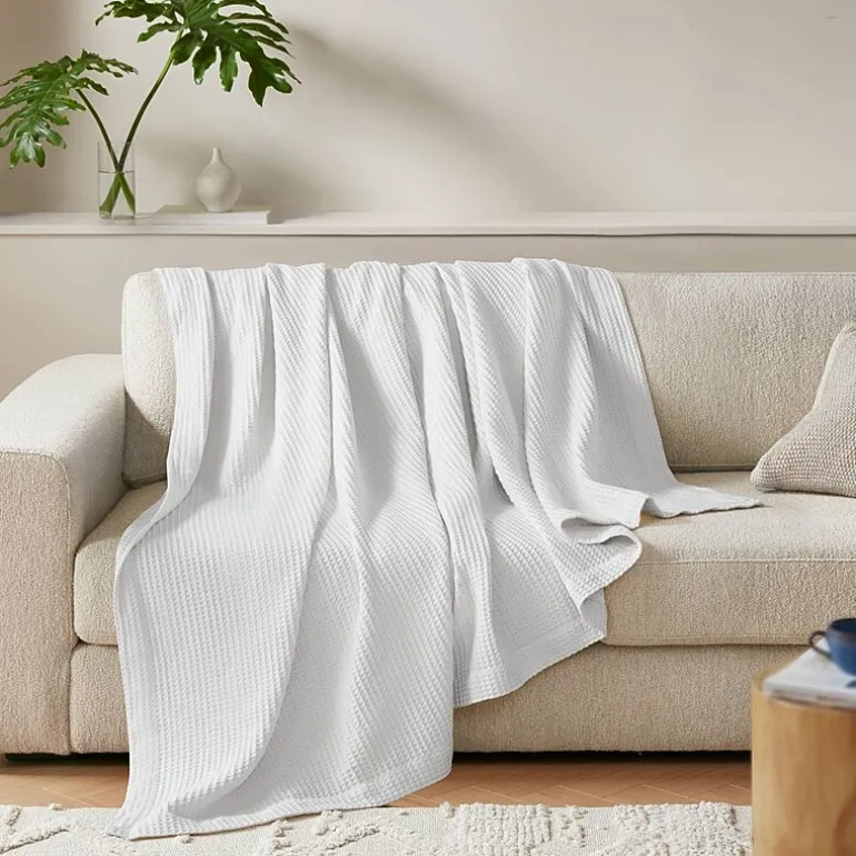 Madison Park Waffle Weave Cotton Lightweight Blanket