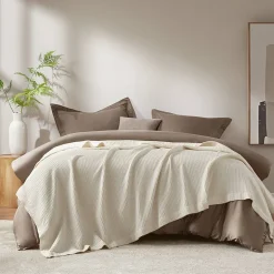 Madison Park Waffle Weave Cotton Lightweight Blanket