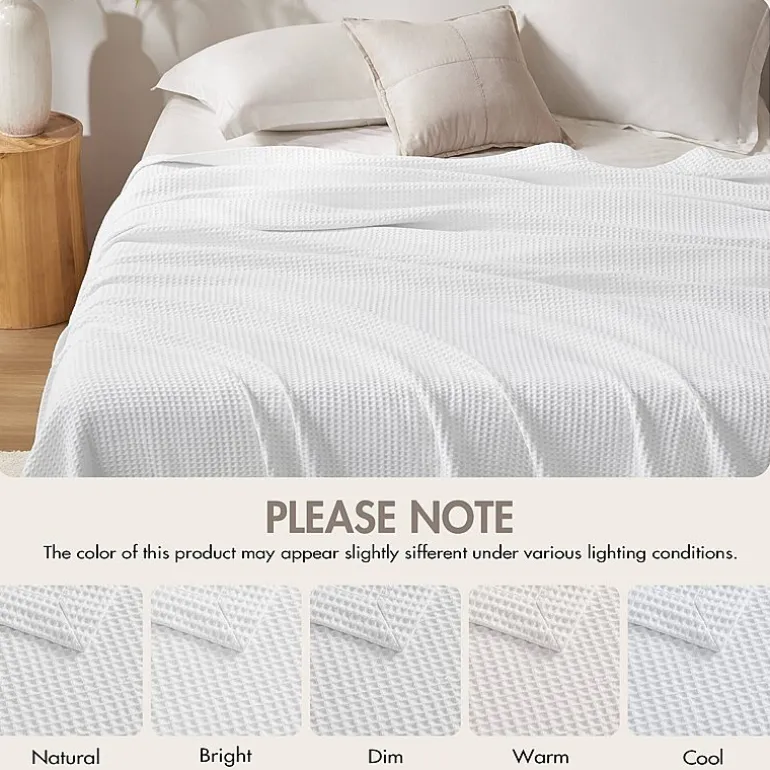 Madison Park Waffle Weave Cotton Lightweight Blanket
