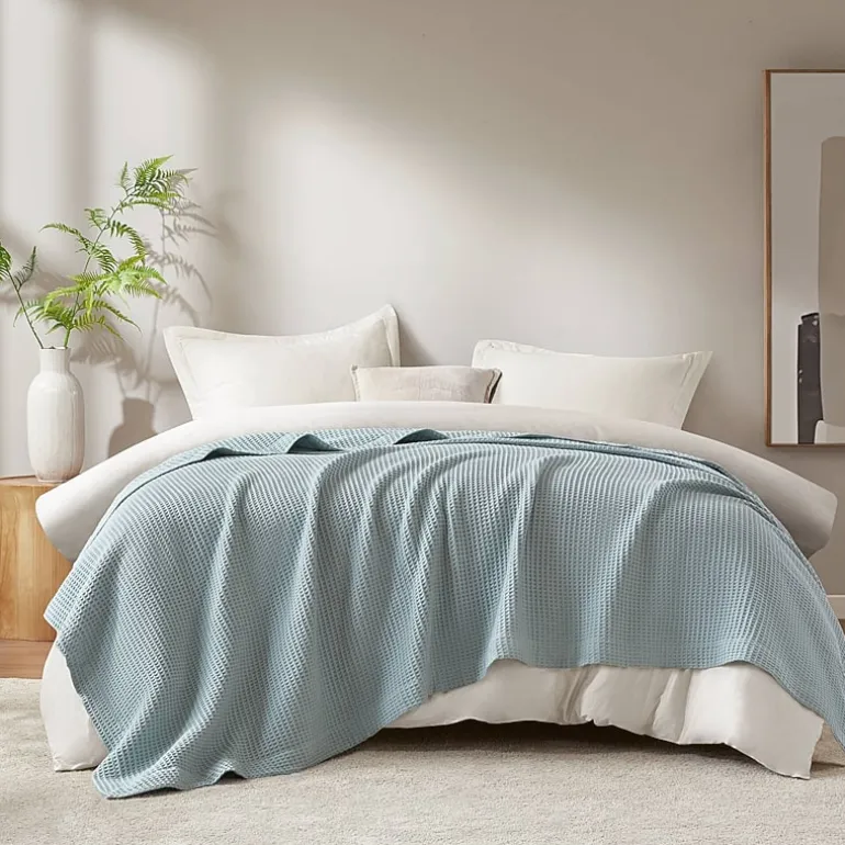 Madison Park Waffle Weave Cotton Lightweight Blanket