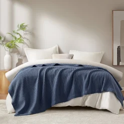 Madison Park Waffle Weave Cotton Lightweight Blanket