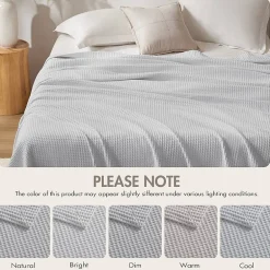 Madison Park Waffle Weave Cotton Lightweight Blanket