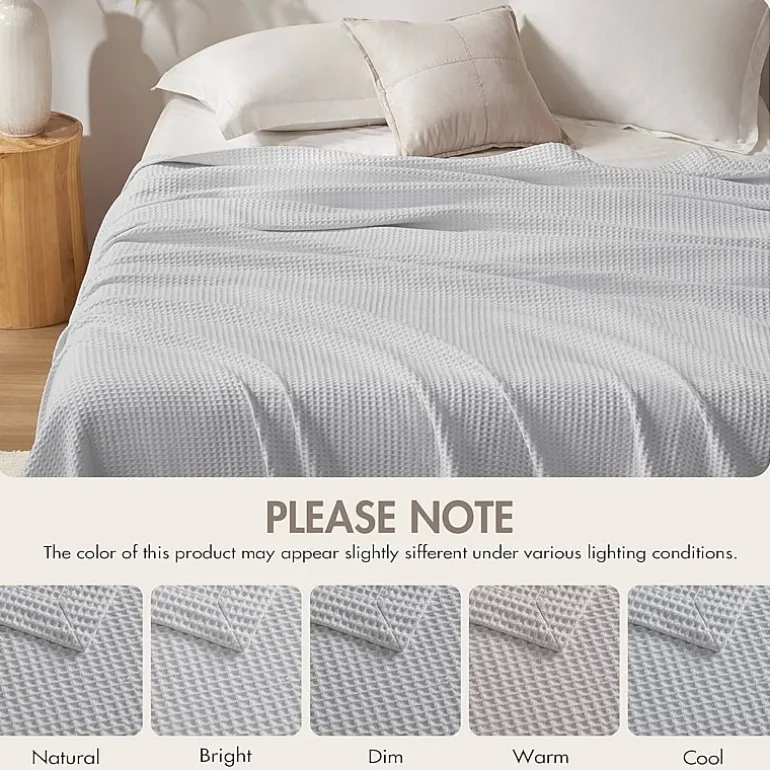 Madison Park Waffle Weave Cotton Lightweight Blanket