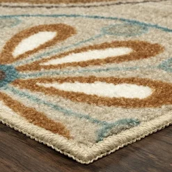 Maples Modern Floral Collection Washable Skid Resistant Indoor Rectangular Accent Rug