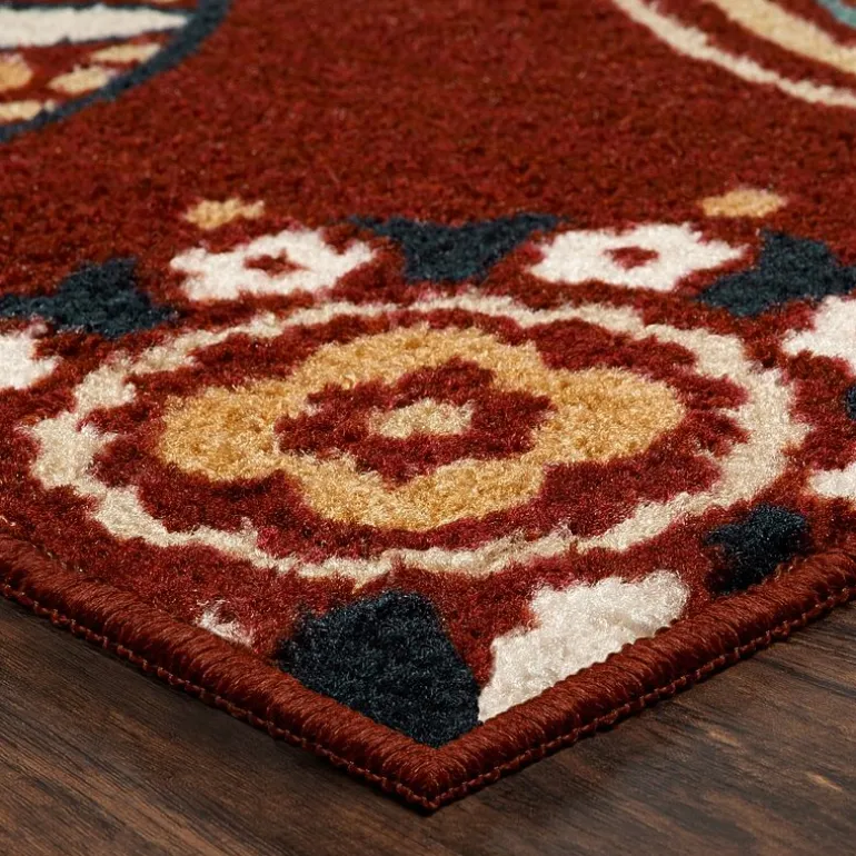 Maples Modern Floral Collection Washable Skid Resistant Indoor Rectangular Accent Rug