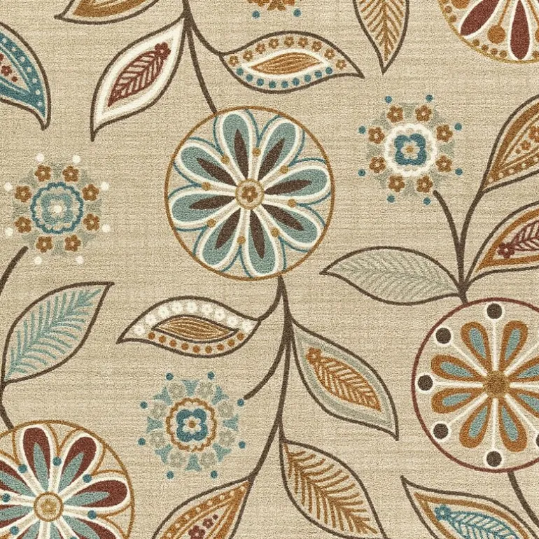 Maples Modern Floral Collection Washable Skid Resistant Indoor Rectangular Accent Rug