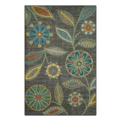 Maples Modern Floral Collection Washable Skid Resistant Indoor Rectangular Accent Rug