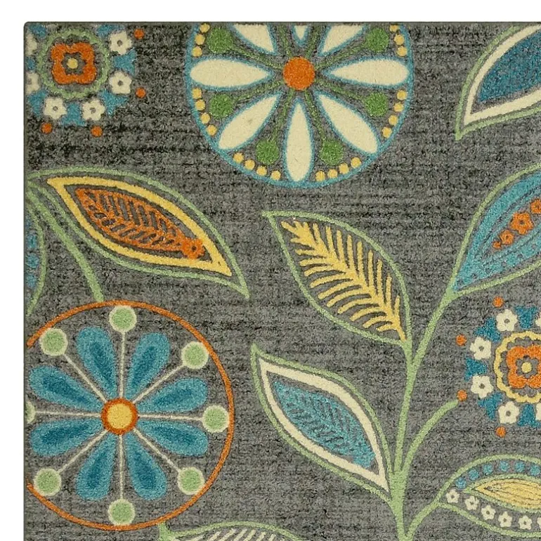 Maples Modern Floral Collection Washable Skid Resistant Indoor Rectangular Accent Rug