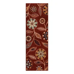 Maples Modern Floral Collection Washable Skid Resistant Indoor Rectangular Runner