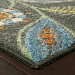 Maples Modern Floral Collection Washable Skid Resistant Indoor Rectangular Runner