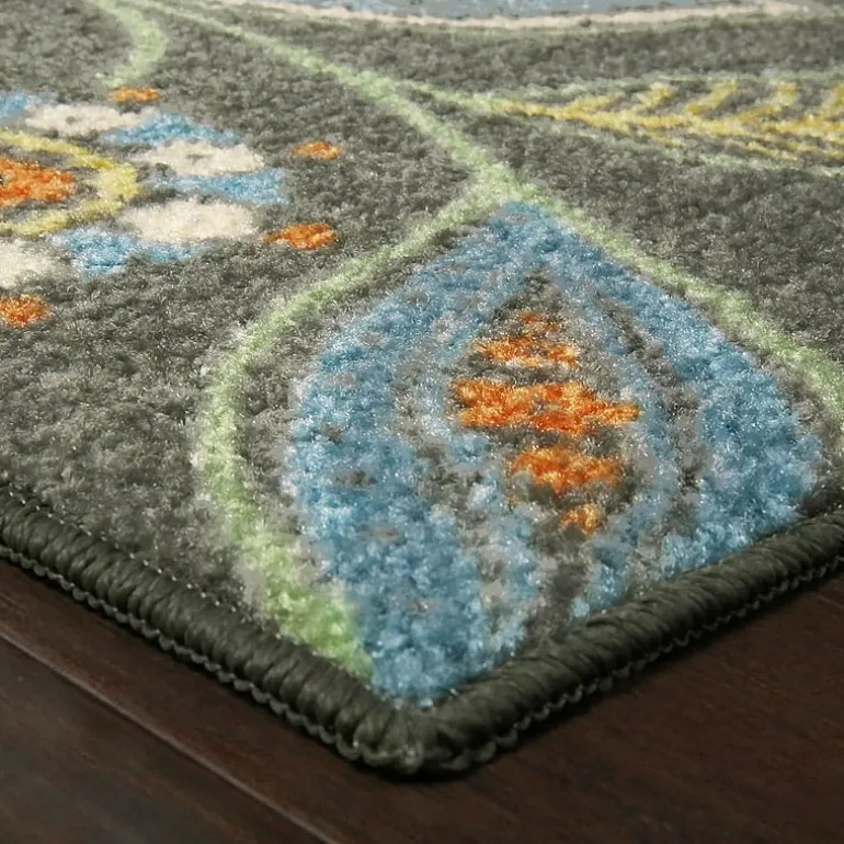Maples Modern Floral Collection Washable Skid Resistant Indoor Rectangular Runner
