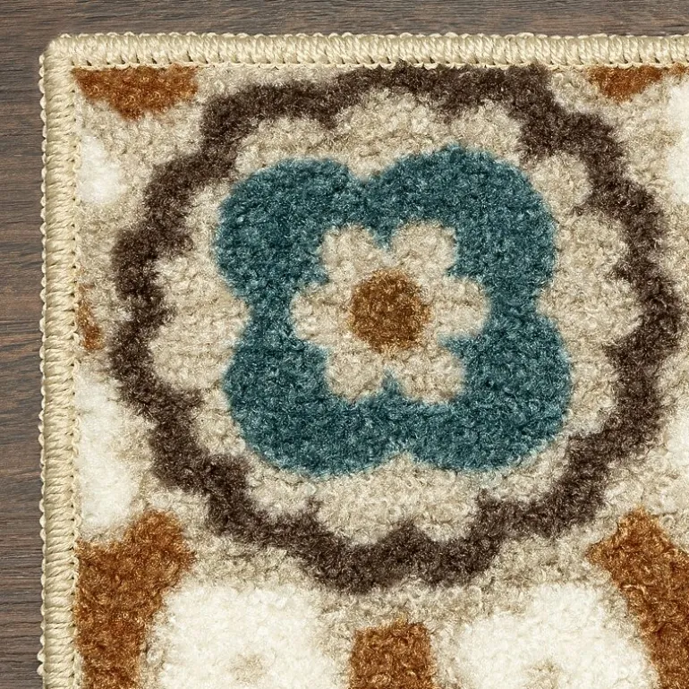Maples Modern Floral Collection Washable Skid Resistant Indoor Rectangular Runner