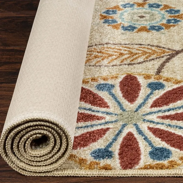 Maples Modern Floral Collection Washable Skid Resistant Indoor Rectangular Runner