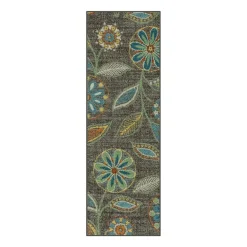 Maples Modern Floral Collection Washable Skid Resistant Indoor Rectangular Runner