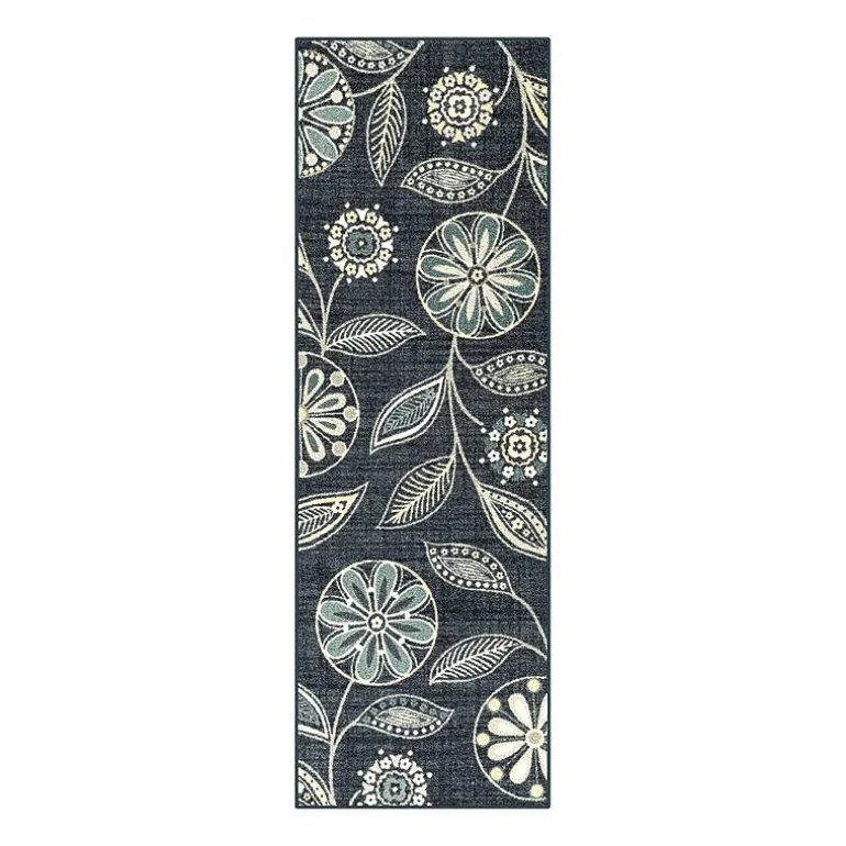 Maples Modern Floral Collection Washable Skid Resistant Indoor Rectangular Runner