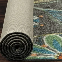 Maples Modern Floral Collection Washable Skid Resistant Indoor Rectangular Runner