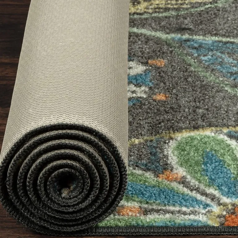 Maples Modern Floral Collection Washable Skid Resistant Indoor Rectangular Runner