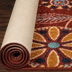 Maples Modern Floral Collection Washable Skid Resistant Indoor Rectangular Runner