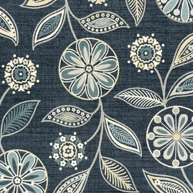 Maples Modern Floral Collection Washable Skid Resistant Indoor Rectangular Runner