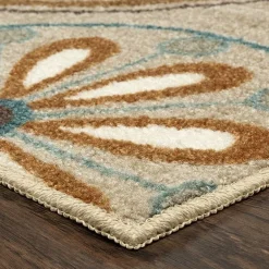 Maples Modern Floral Collection Washable Skid Resistant Indoor Rectangular Runner