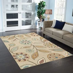 Maples Modern Floral Collection Skid Resistant Indoor Rectangular Area Rug